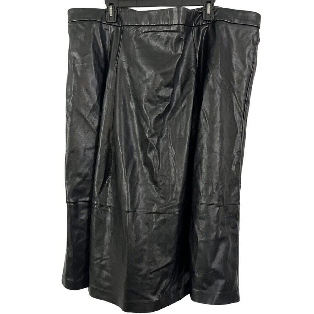 Eloquii Black Leather Midi Skirt